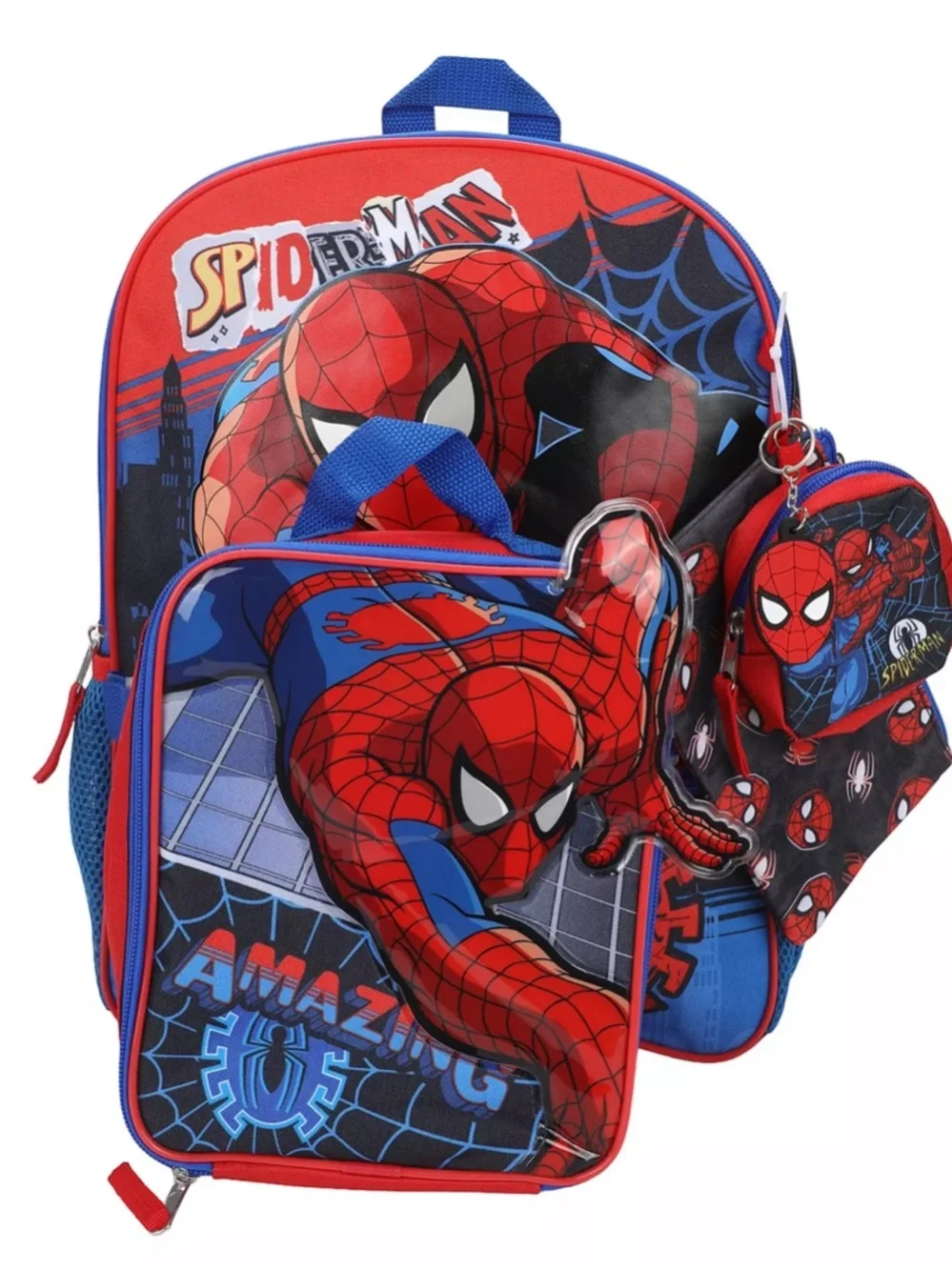 Marvel Spider-Man 5 piece Red & Blue Backpack and Accessory Set